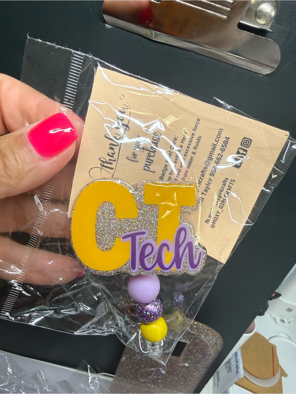 CTech Yellow & Purple Badge Reel - Tech ID Holder